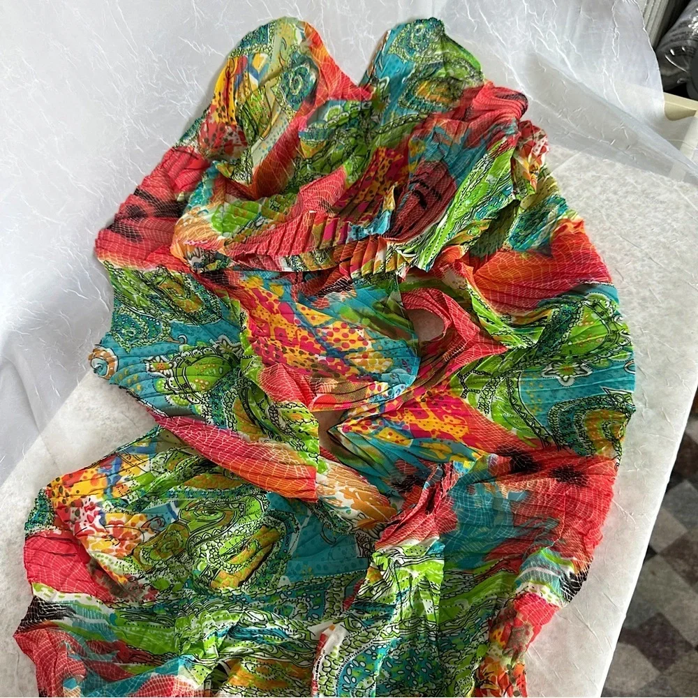 3/$20 💥 Colorful Lightweight Scarf Wrap Shawl Abstract Paisley Micro‎ Pleated